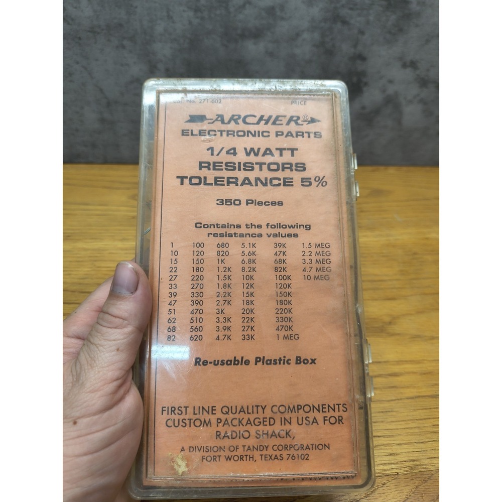 Used Archer‎ 271-602 1/4 Watt Resistor Assortment Radio Shack BoxD15
